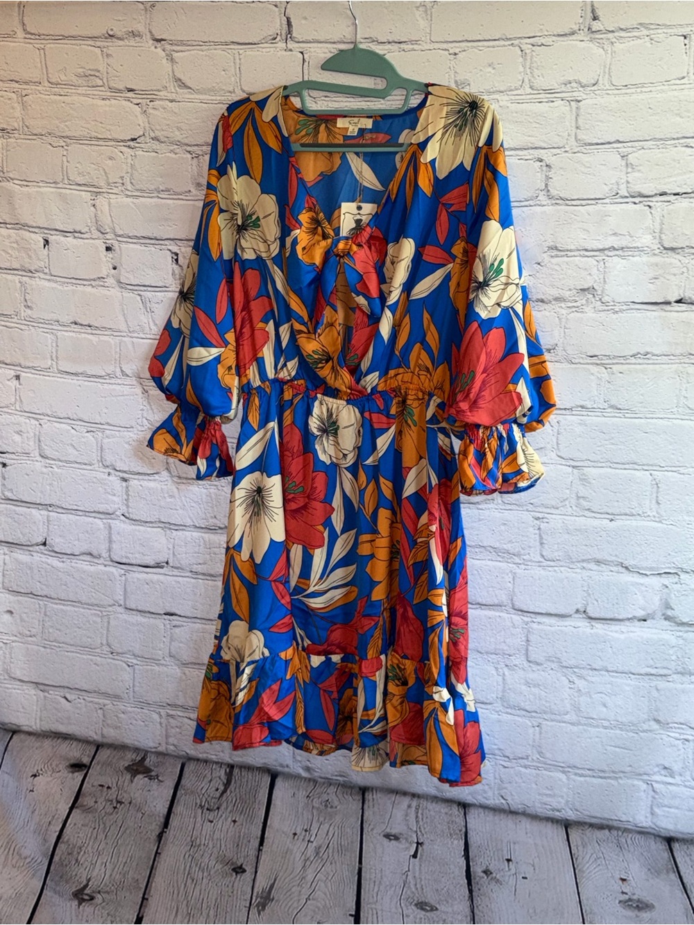 NWT Easel Los Angeles Floral Faux Wrap Midi Dress | Size Small | Boho Boutique 🌺 - Picture 6 of 7